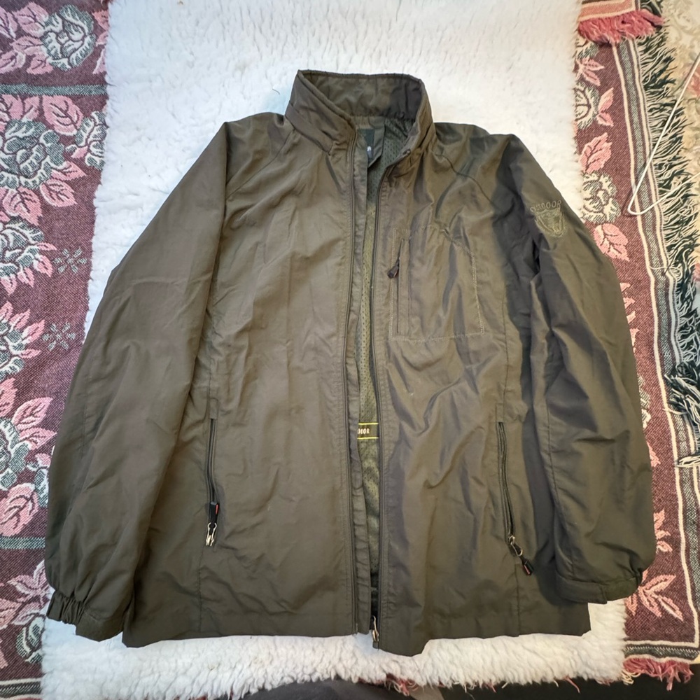Outdoor Life Green Windbreaker with Stand-up Collar